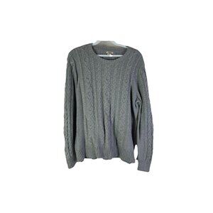 Vintage 90s L.L. Bean Cotton Cable Knit Fisherman Sweater Gray